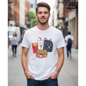 RIPNDIP Lord Nermal Fast Food Cat Graphic Tee Mens S Alternative‎ Indie Novelty